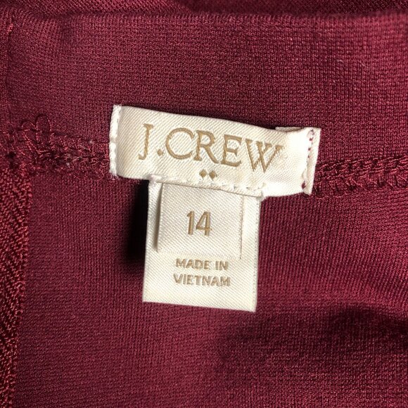 J Crew Maroon Zipper Ponte Dress Womens Size 14 Short Sleeve Shift Comfy Office - Picture 6 of 9